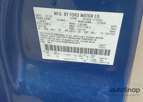 2008 Ford Escape Xlt from USA, damaged, VIN 1FMCU93198KB09367